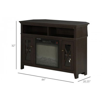 FaFurn Electric Fireplace Mantel TV Stand with Adjustable Shelves 2 Storage Cabinets - Espresso