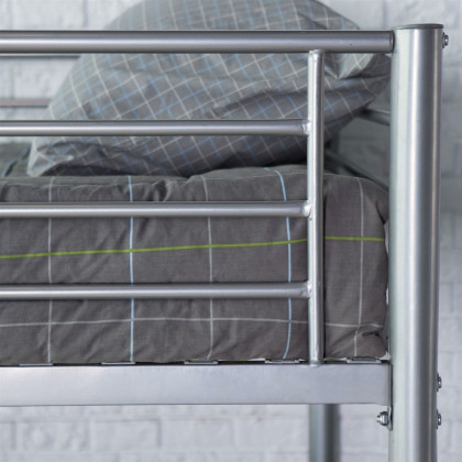 FaFurn - Twin Size Bunk Bed with Ladder in Silver, Metal