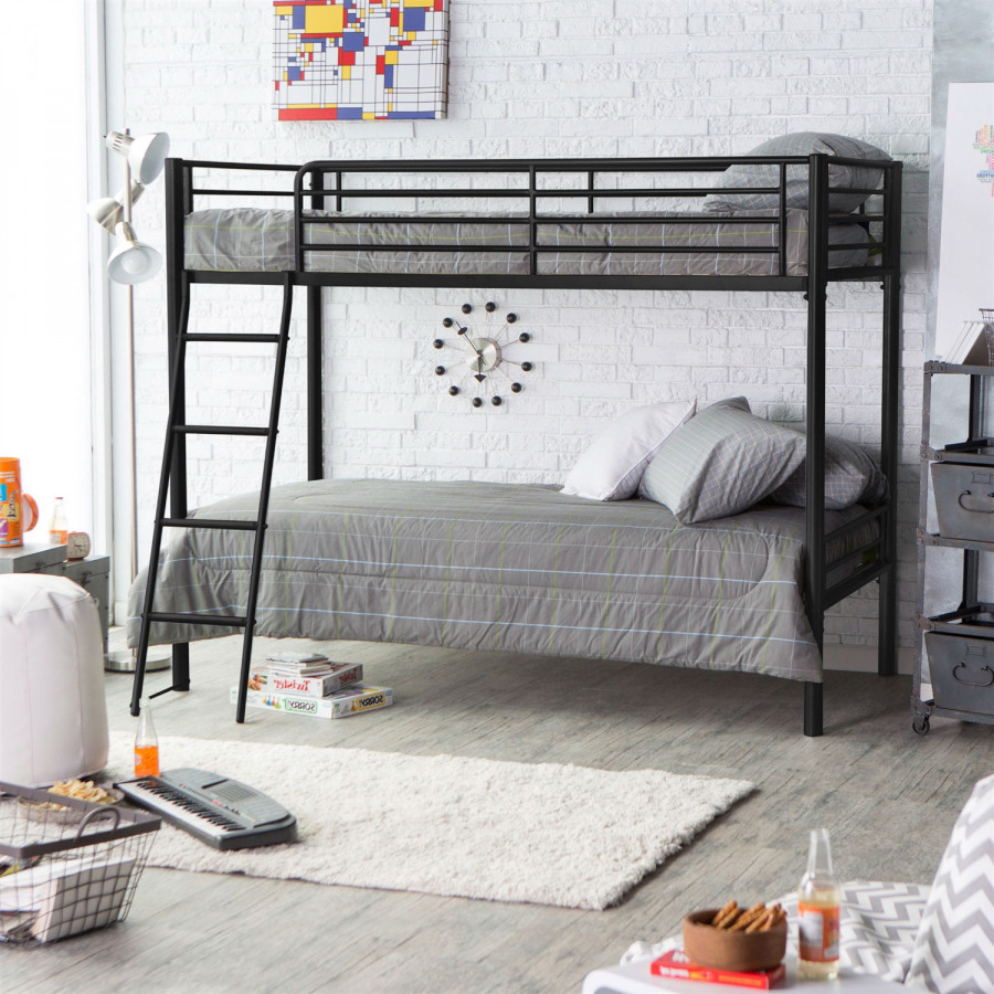 FaFurn - Bunk Bed with Ladder and Safety Rails