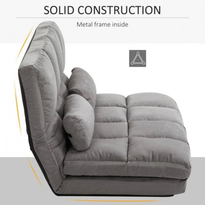 FaFurn Sofa-Bed with Adjustable Back - Dark Gray, Faux Suede