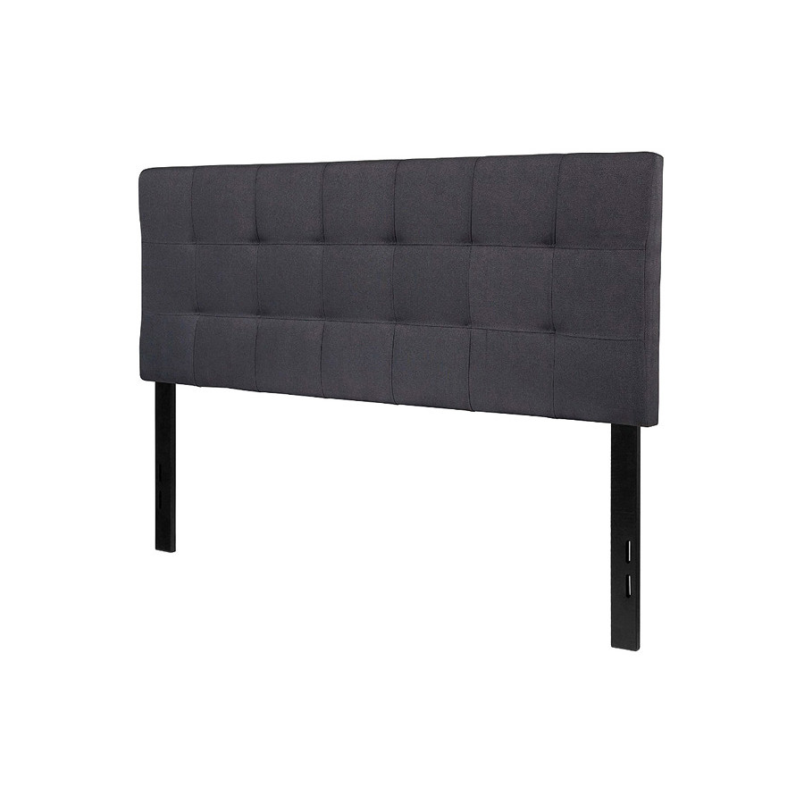 FaFurn - Full Size Dark Gray Fabric Linen Upholstered Panel Headboard