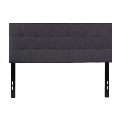 FaFurn - Full Size Dark Gray Fabric Linen Upholstered Panel Headboard
