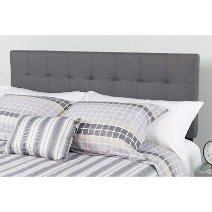 FaFurn - Full Size Dark Gray Fabric Linen Upholstered Panel Headboard