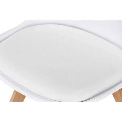 FaFurn - Modern White Shell Dining Chair Upholstered Padded Seat with Beechwood Legs (Set of 4)