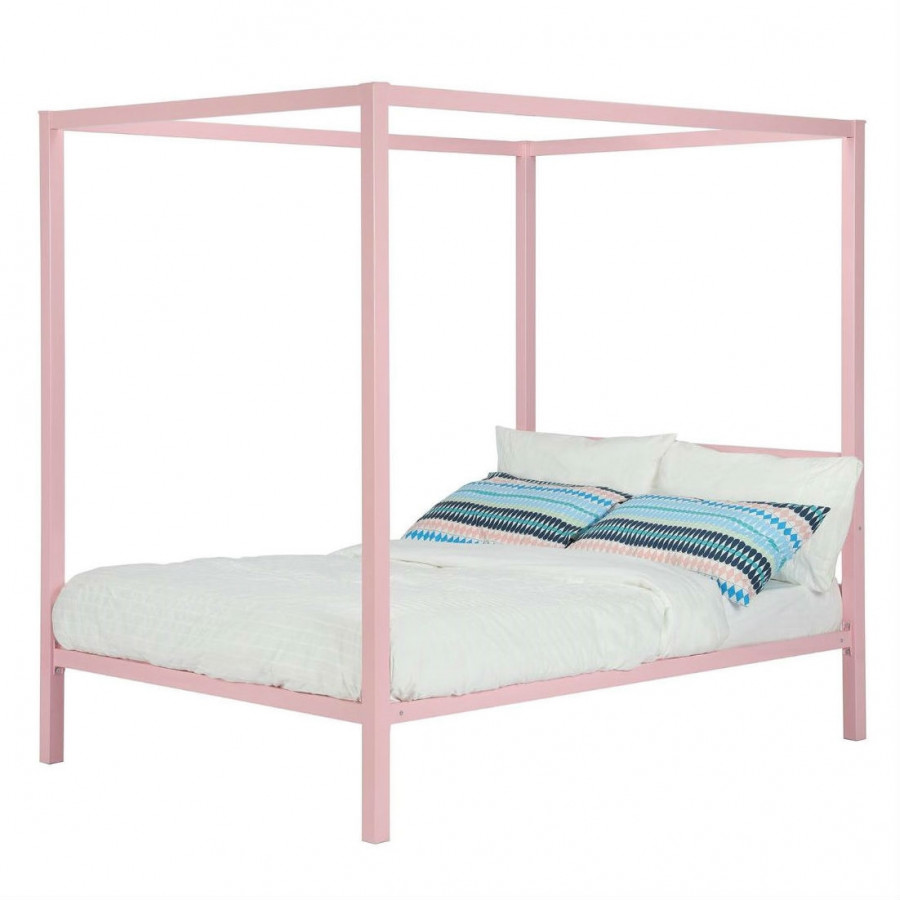 FaFurn - Full Size Canopy Bed Frame in Pink, Metal