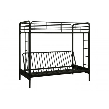 FaFurn - Twin Over Full Futon Bunk Bed Sleeper Sofa in Black Metal