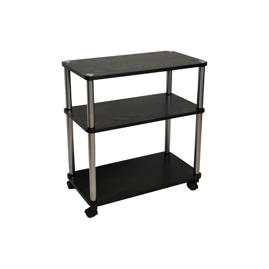 FaFurn - 3-Shelf Mobile Home Office Caddy Printer Stand Cart in Black