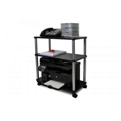FaFurn - 3-Shelf Mobile Home Office Caddy Printer Stand Cart in Black