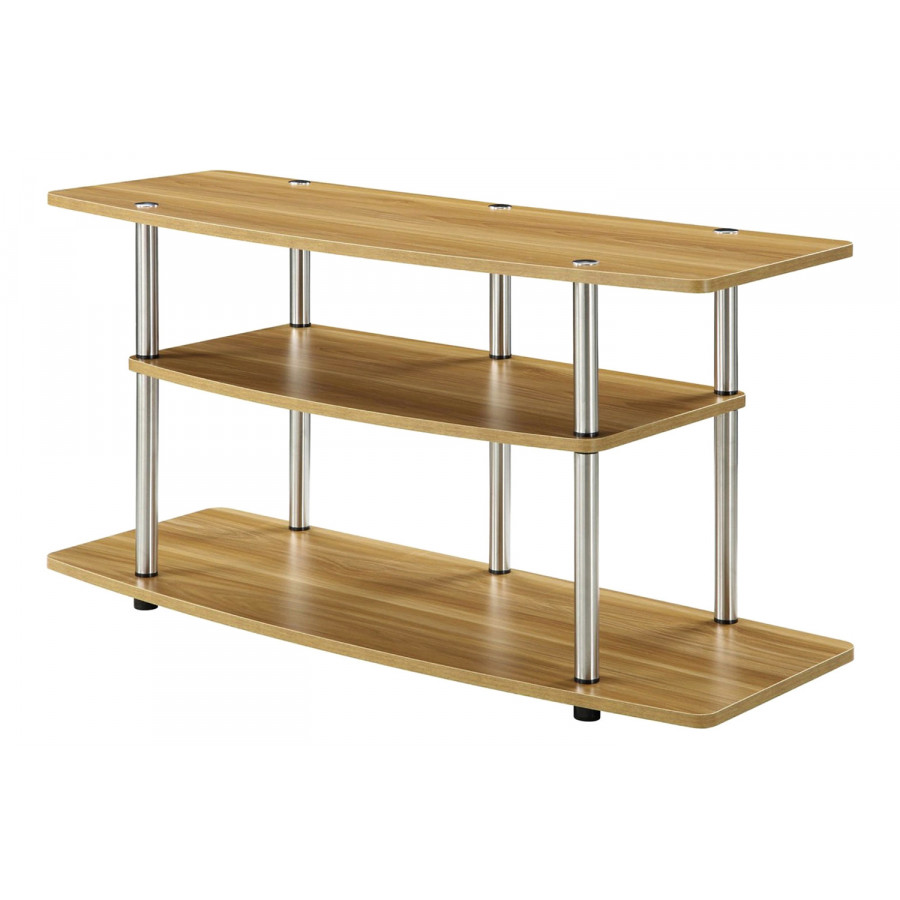 FaFurn - Modern Wood Metal TV Stand Entertainment Center in Light Oak Finish