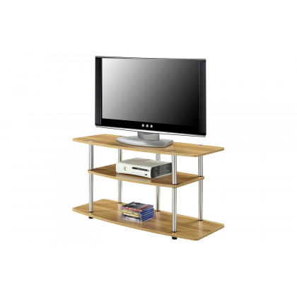 FaFurn - Modern Wood Metal TV Stand Entertainment Center in Light Oak Finish