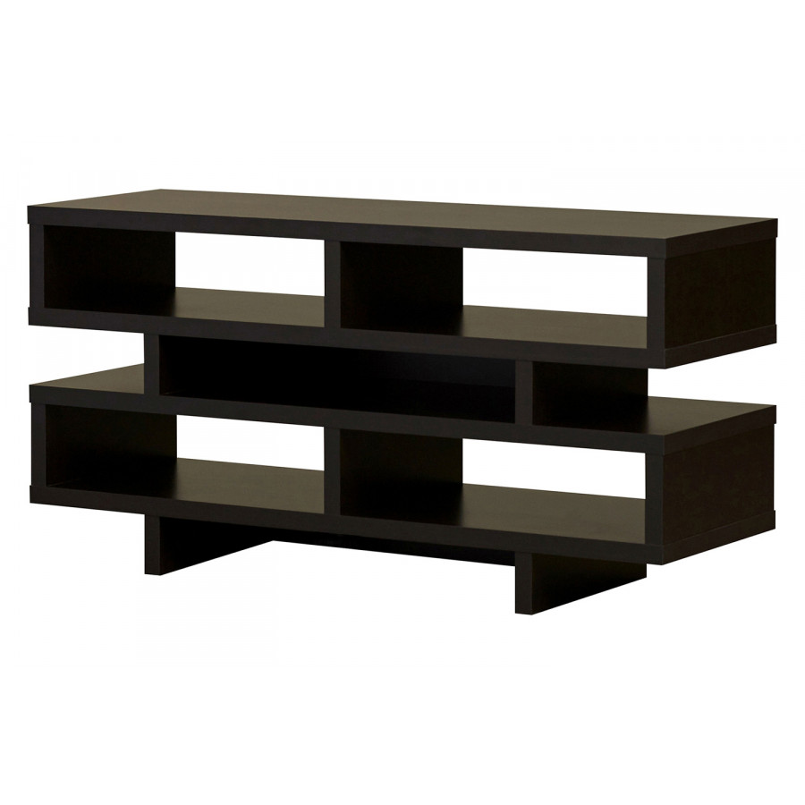 FaFurn - Modern TV Stand Entertainment Center in Dark Brown Wood Finish