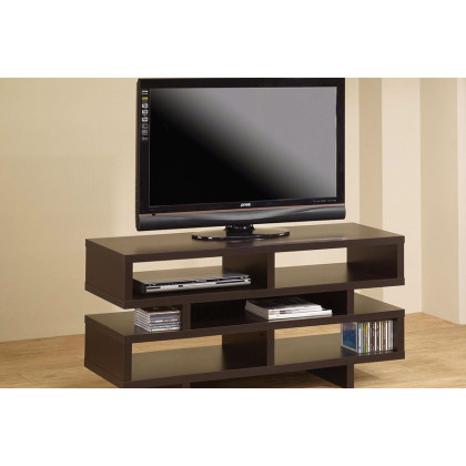 FaFurn - Modern TV Stand Entertainment Center in Dark Brown Wood Finish