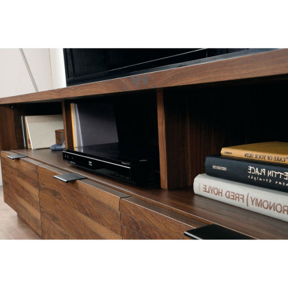 FaFurn - Modern Walnut Finish TV Stand Entertainment Center Fits Up To 70-Inch Tv