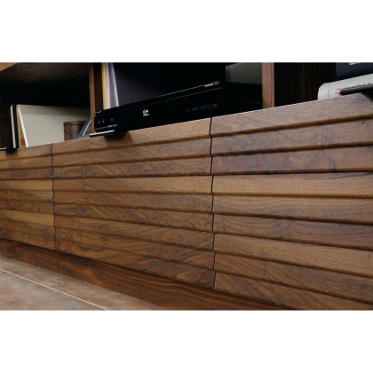 FaFurn - Modern Walnut Finish TV Stand Entertainment Center Fits Up To 70-Inch Tv