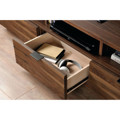 FaFurn - Modern Walnut Finish TV Stand Entertainment Center Fits Up To 70-Inch Tv