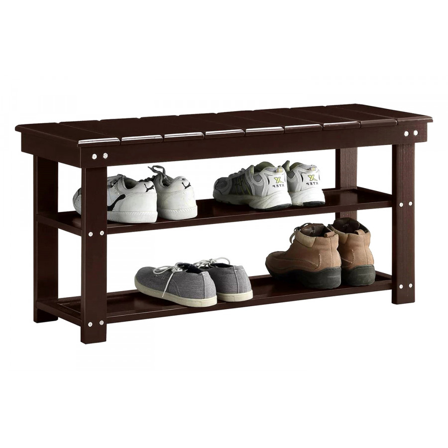 FaFurn - Wooden 2-Shelf Shoe Rack Storage Bench