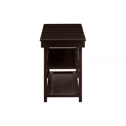 FaFurn Wooden 2-Shelf Shoe Rack Storage Bench - Espresso Brown
