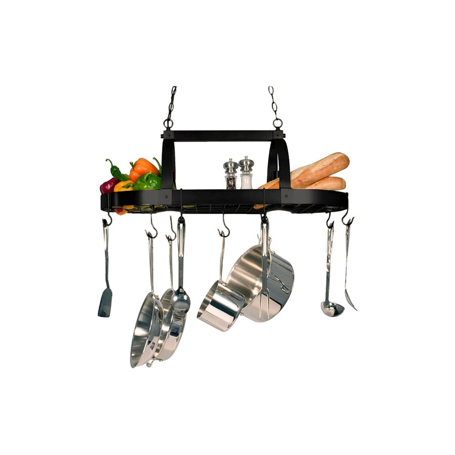FaFurn Rustic 2 Light 10 Hook Ceiling Mounted Hanging Pot Rack - Bronze