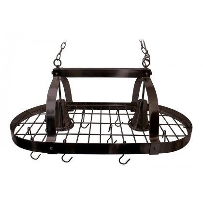 FaFurn Rustic 2 Light 10 Hook Ceiling Mounted Hanging Pot Rack - Bronze