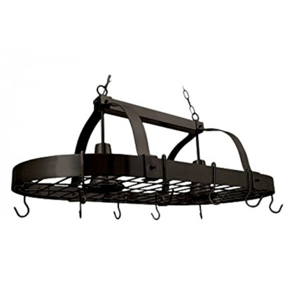 FaFurn Rustic 2 Light 10 Hook Ceiling Mounted Hanging Pot Rack - Bronze