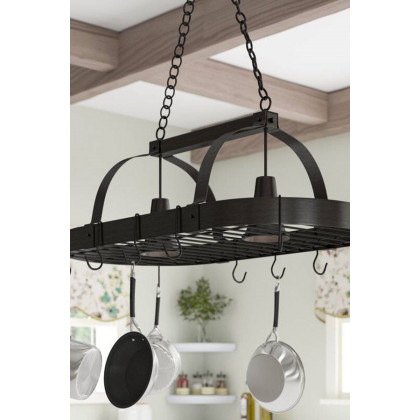 FaFurn Rustic 2 Light 10 Hook Ceiling Mounted Hanging Pot Rack - Bronze