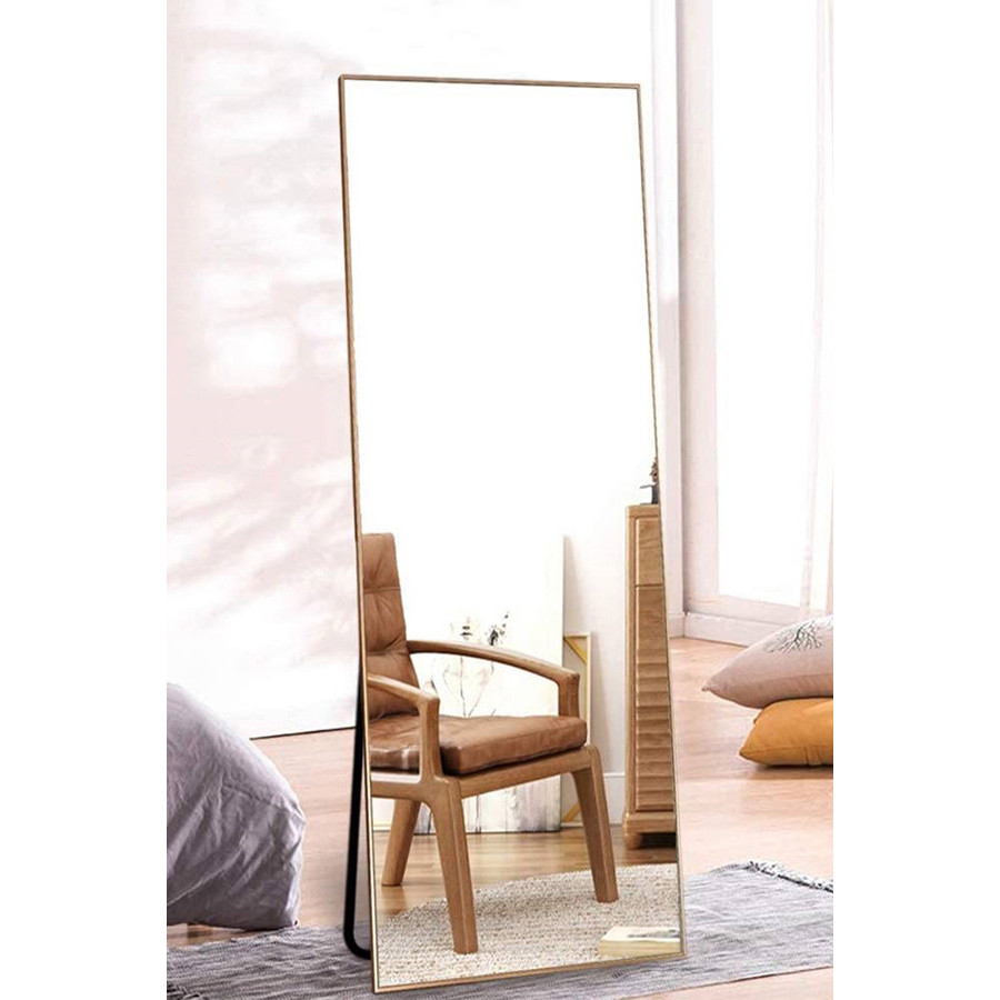FaFurn Modern Full Length Floor Mirror with Stand Or Wall Mount - Gold