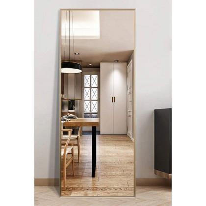 FaFurn Modern Full Length Floor Mirror with Stand Or Wall Mount - Gold