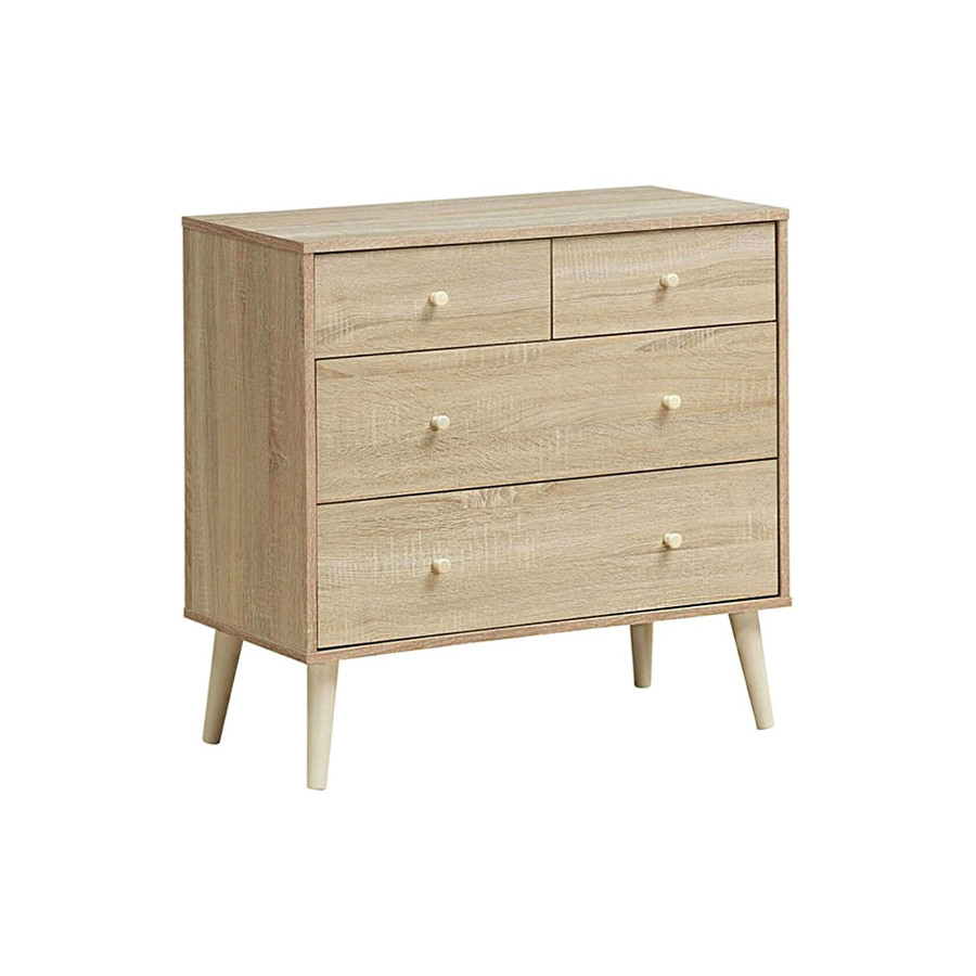 FaFurn Modern Farmhome 4 Drawer Easy Glide Storage Dresser - Oak