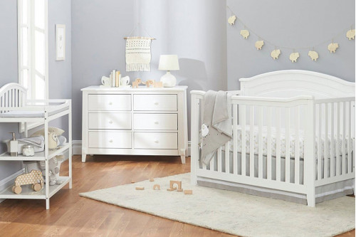 FaFurn™ - 3 Piece Crib Changing Station 6 Drawer Dresser Nursery Furniture Set White