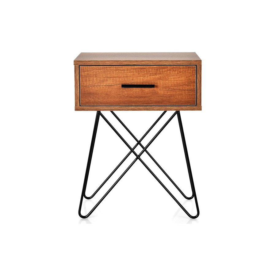 FaFurn - Farmhouse Rustic Natural Brown 1 Drawer Nightstand Coffee Table
