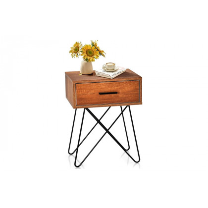 FaFurn - Farmhouse Rustic Natural Brown 1 Drawer Nightstand Coffee Table