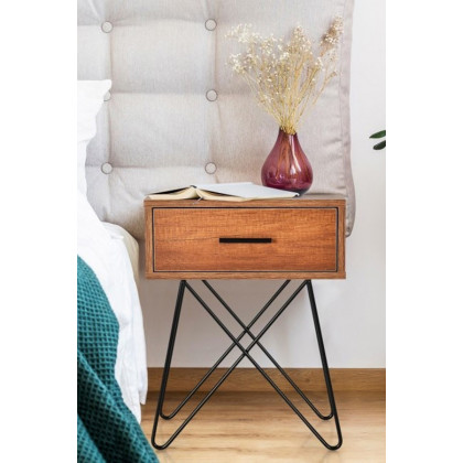 FaFurn - Farmhouse Rustic Natural Brown 1 Drawer Nightstand Coffee Table