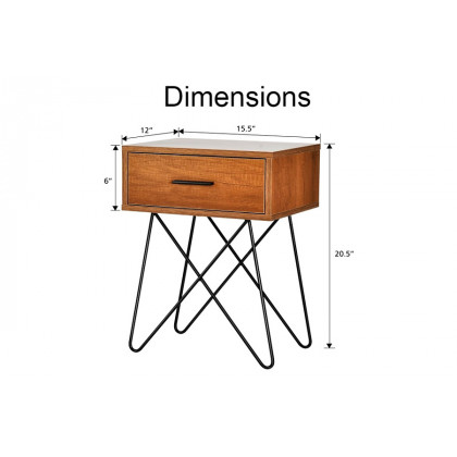 FaFurn - Farmhouse Rustic Natural Brown 1 Drawer Nightstand Coffee Table