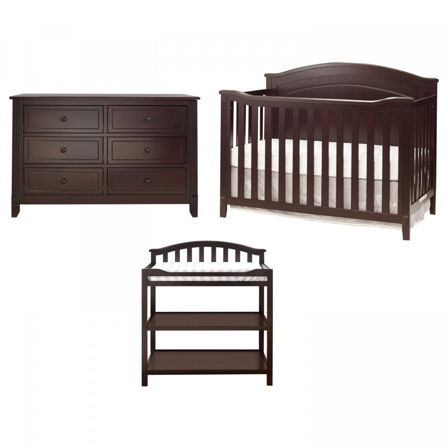 FaFurn - 3-Piece Nursery Furniture Set in Espresso, Wood