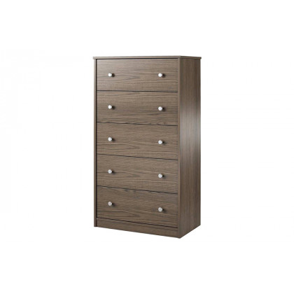 FaFurn Modern 5-Drawer Bedroom Chest Dresser in Wood Finish - Gray-Brown
