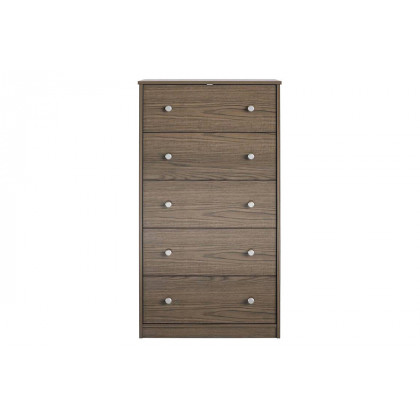 FaFurn Modern 5-Drawer Bedroom Chest Dresser in Wood Finish - Gray-Brown