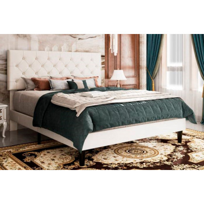 FaFurn - Platform Bed with Button-Tufted Headboard (WHUPBFHD4528936)