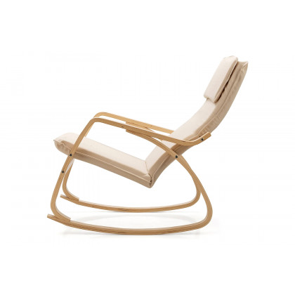 FaFurn - Farmhouse Beige/Natural Linen Upholstered Rocking Chair