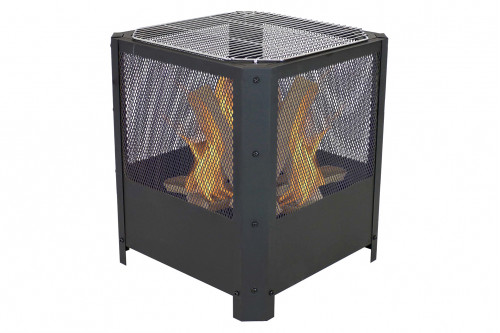 FaFurn™ - 16 Inch Small Grelha Square Outdoor Fire Pit with Grilling Grate