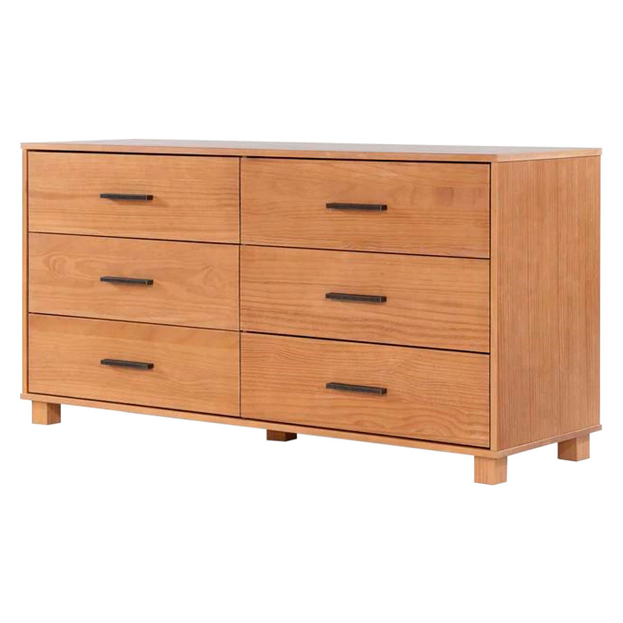 FaFurn Modern Farmhouse Solid 6 Drawers Double Dresser - Light Brown, Wood