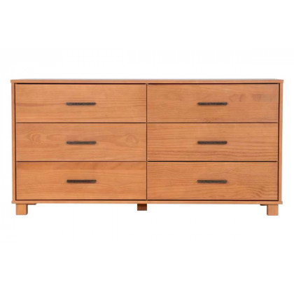 FaFurn Modern Farmhouse Solid 6 Drawers Double Dresser - Light Brown, Wood
