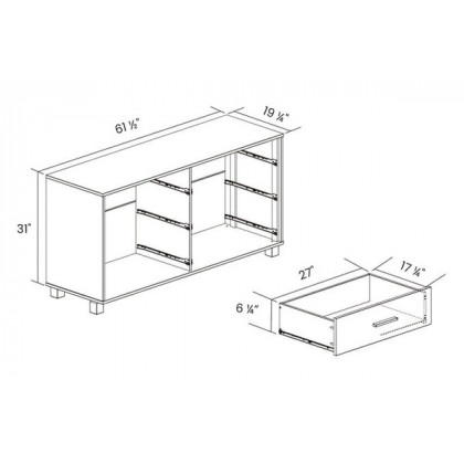 FaFurn Modern Farmhouse Solid 6 Drawers Double Dresser - Light Brown, Wood
