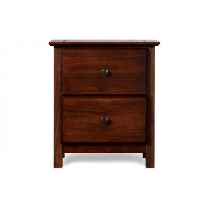 FaFurn Farmhouse Solid Pine Wood 2 Drawer Nightstand - Cherry