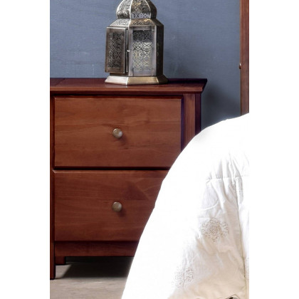 FaFurn Farmhouse Solid Pine Wood 2 Drawer Nightstand - Cherry