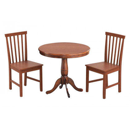 FaFurn - 3-Piece Round Dining Table Set with 2 Chairs in Walnut, Wood