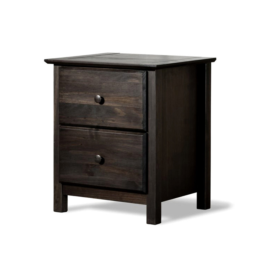 FaFurn Farmhouse Solid Pine Wood 2 Drawer Nightstand - Espresso