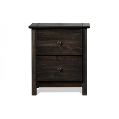 FaFurn Farmhouse Solid Pine Wood 2 Drawer Nightstand - Espresso