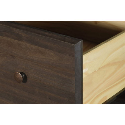 FaFurn Farmhouse Solid Pine Wood 2 Drawer Nightstand - Espresso