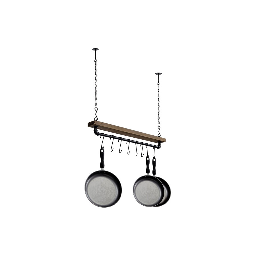 FaFurn - Farmhome Rustic Industrial 8 S-Hooks Ceiling Mounted Hanging Pot Rack
