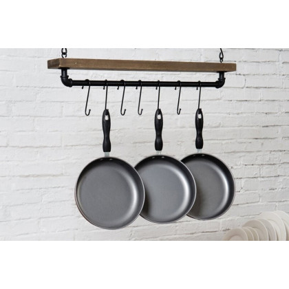 FaFurn - Farmhome Rustic Industrial 8 S-Hooks Ceiling Mounted Hanging Pot Rack